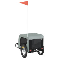 Miniatyr av produktbild för Cykelvagn för djur grå och svart oxfordtyg och järn