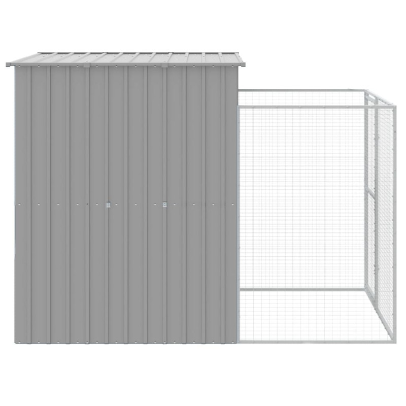 Produktbild för Hundkoja med gård ljusgrå 165x251x181 cm galvaniserat stål
