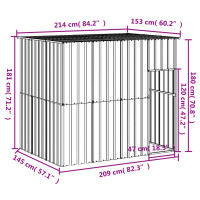 Produktbild för Hundkoja med tak ljusgrå 214x153x181 cm galvaniserat stål