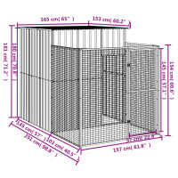 Produktbild för Hundkoja med gård antracit 165x251x181 cm galvaniserat stål