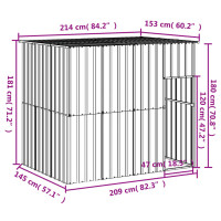 Produktbild för Hundkoja med tak antracit 214x153x181 cm galvaniserat stål