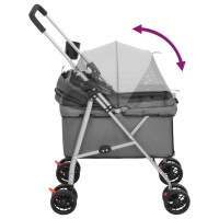 Produktbild för Hopfällbar hundvagn grå 76x50x100 cm oxfordtyg
