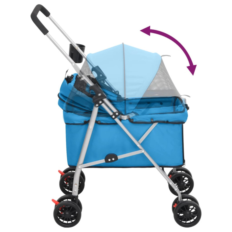 Produktbild för Hopfällbar hundvagn blå 76x50x100 cm oxfordtyg