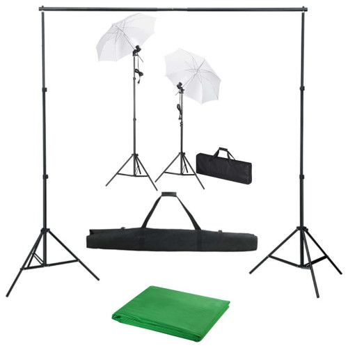 vidaXL Fotostudio med bakgrunder, lampor och paraplyer