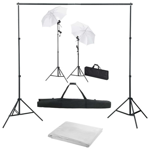 vidaXL Fotostudio med bakgrunder, lampor och paraplyer