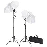 Produktbild för Fotostudio med bakgrunder, lampor och paraplyer