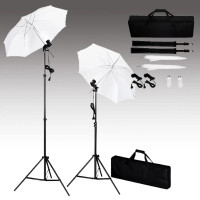 Produktbild för Fotostudio med bakgrunder, lampor och paraplyer