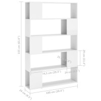 Produktbild för Bokhylla/Rumsavdelare vit högglans konstruerat trä
