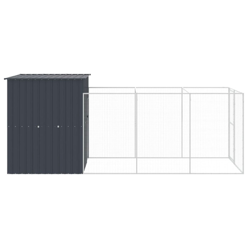 Produktbild för Hundkoja med gård antracit 165x455x181 cm galvaniserat stål
