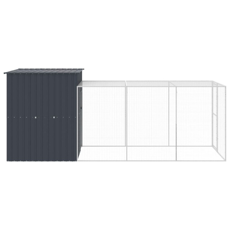 Produktbild för Hönshus med gård antracit 165x455x181 cm galvaniserat stål