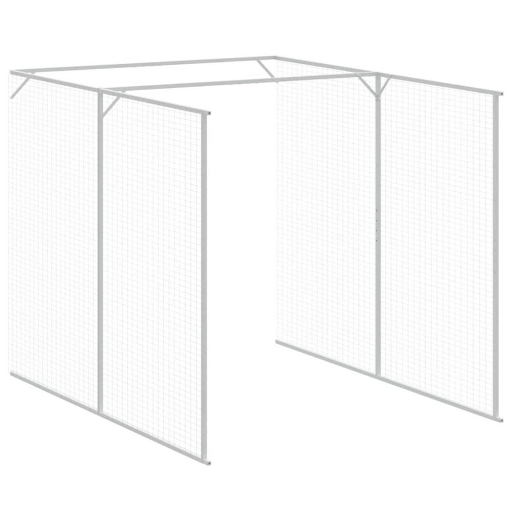 Produktbild för Hundkoja med gård ljusgrå 165x863x181 cm galvaniserat stål