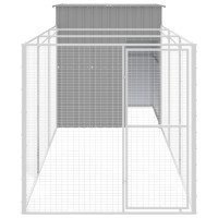Produktbild för Hundkoja med gård ljusgrå 165x455x181 cm galvaniserat stål