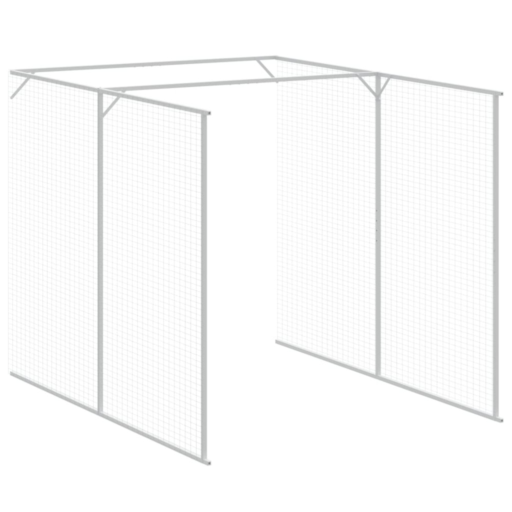 Produktbild för Hundkoja med gård ljusgrå 165x455x181 cm galvaniserat stål