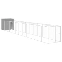 Produktbild för Hundkoja med gård ljusgrå 165x1271x181 cm galvaniserat stål