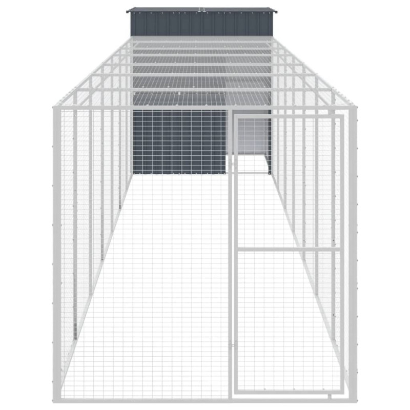Produktbild för Hönshus med gård antracit 165x863x181 cm galvaniserat stål