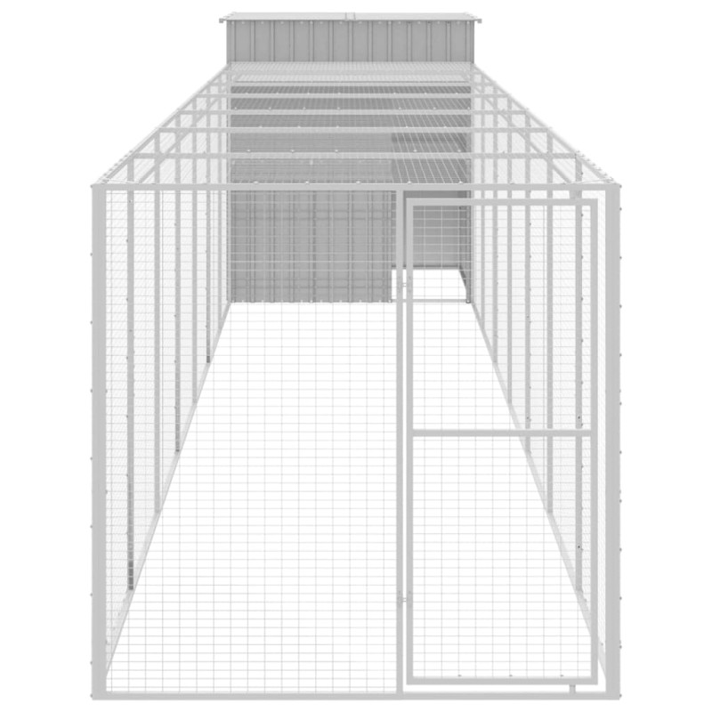 Produktbild för Hönshus med gård ljusgrå 165x863x181 cm galvaniserat stål