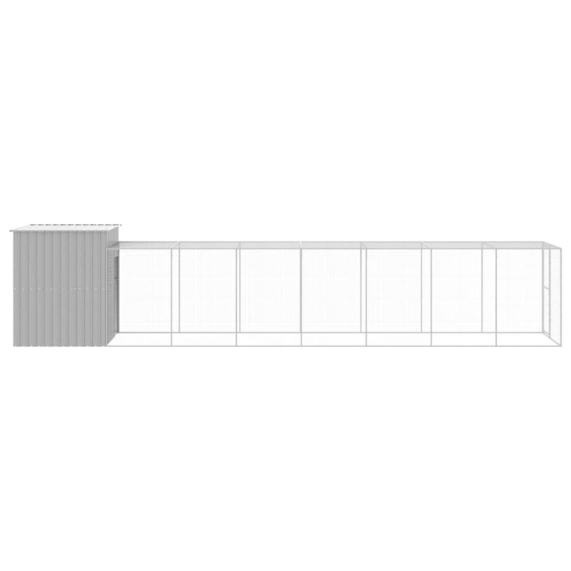 Produktbild för Hönshus med gård ljusgrå 165x863x181 cm galvaniserat stål