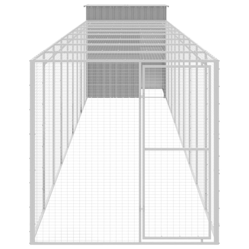 Produktbild för Hönshus med gård ljusgrå 165x1067x181 cm galvaniserat stål