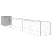 Miniatyr av produktbild för Hönshus med gård ljusgrå 165x1271x181 cm galvaniserat stål