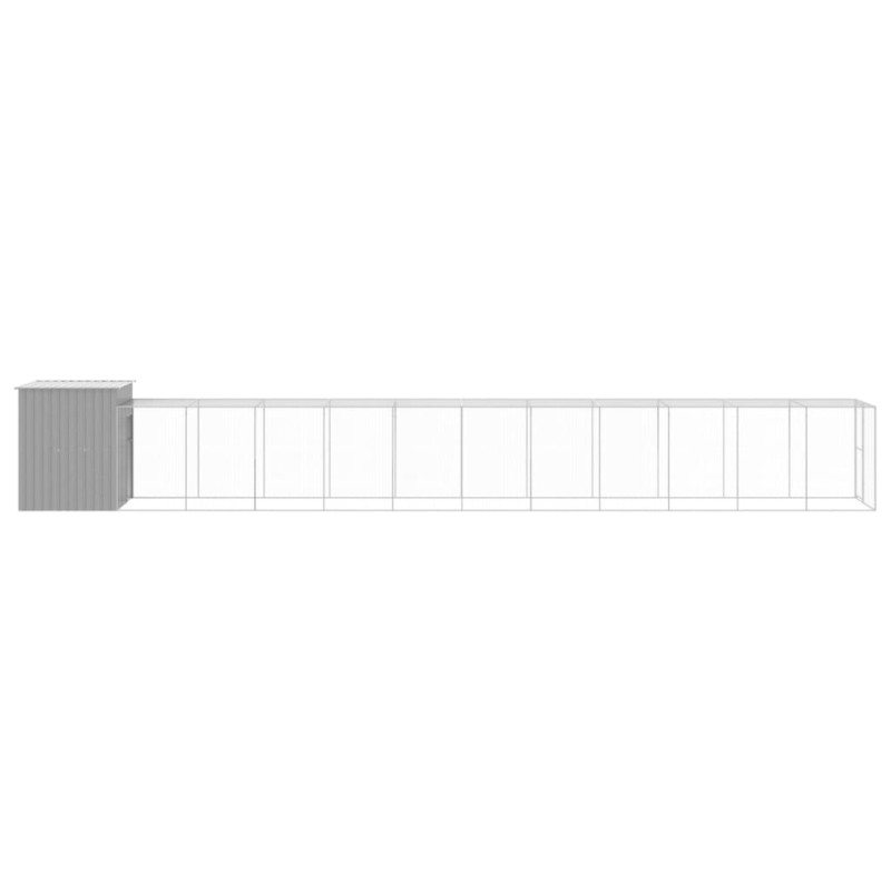 Produktbild för Hönshus med gård ljusgrå 165x1271x181 cm galvaniserat stål