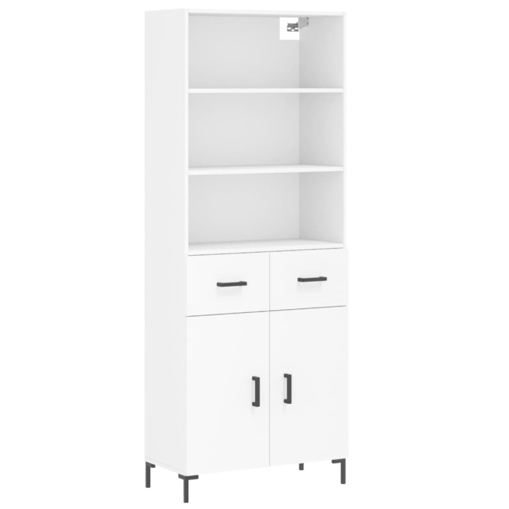 Produktbild för Högskåp vit 69,5x34x180 cm konstruerat trä