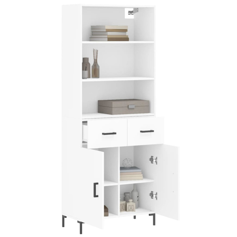 Produktbild för Högskåp vit 69,5x34x180 cm konstruerat trä
