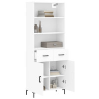 Produktbild för Högskåp vit 69,5x34x180 cm konstruerat trä