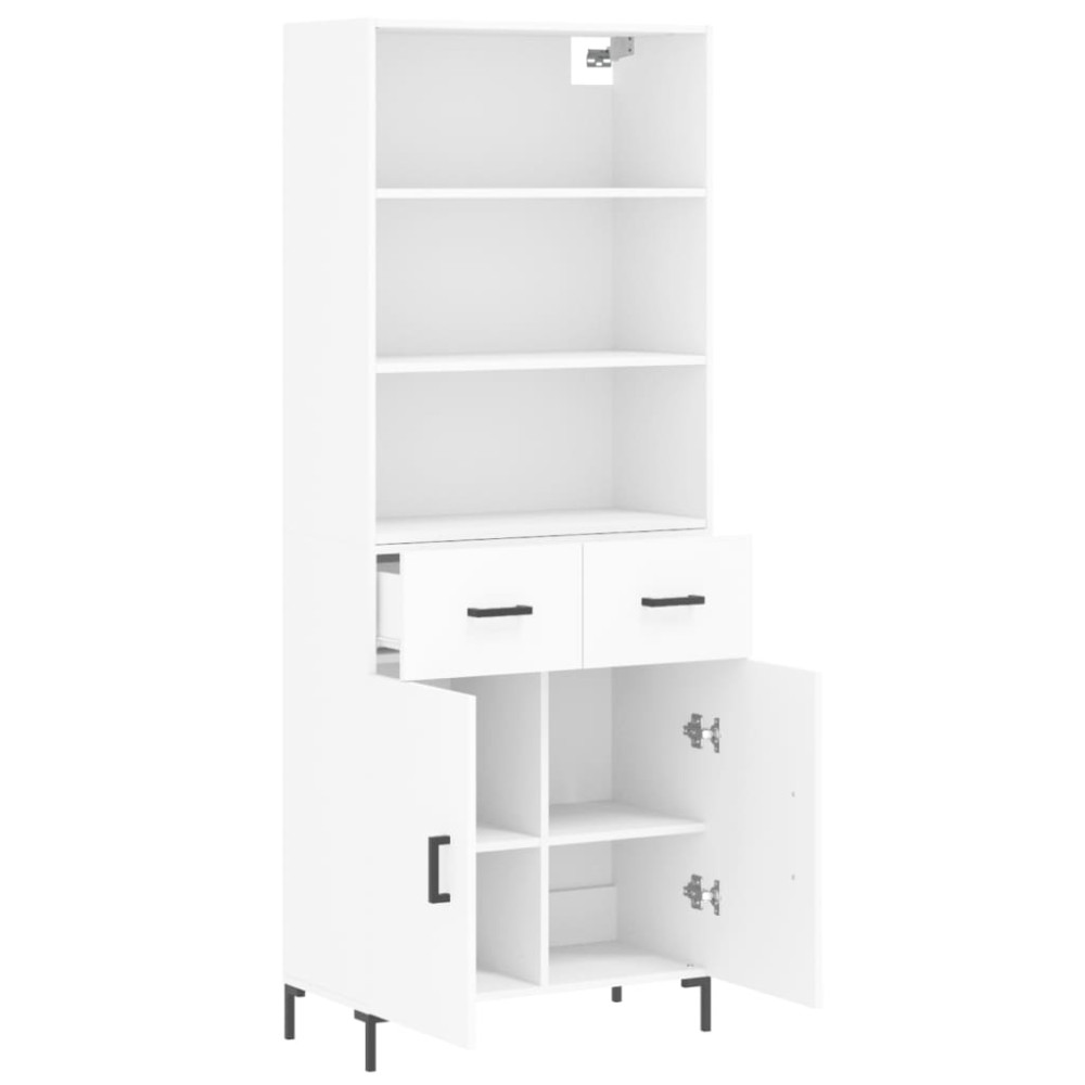 Produktbild för Högskåp vit 69,5x34x180 cm konstruerat trä