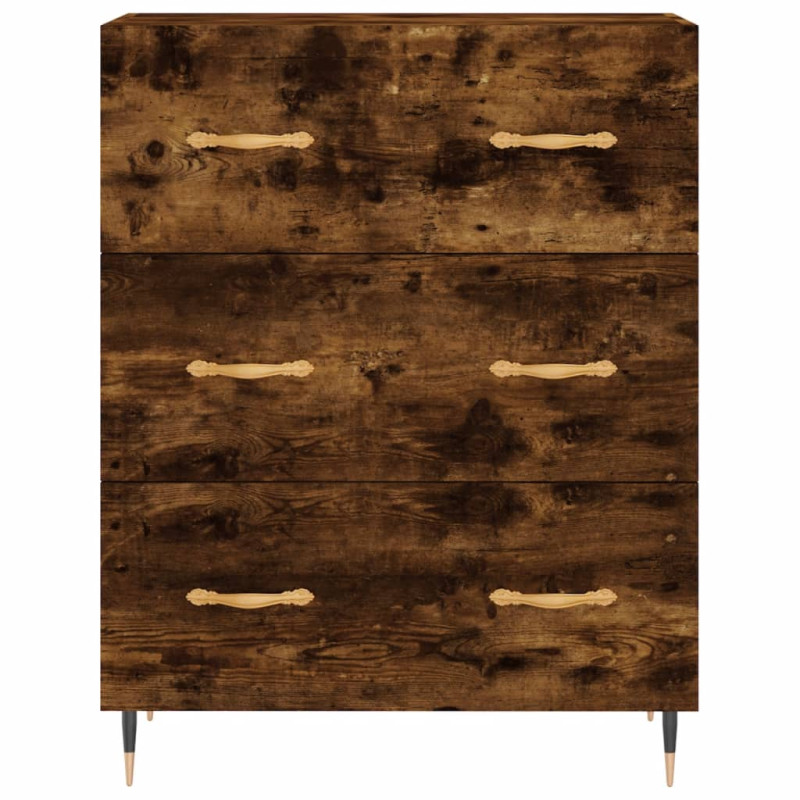Produktbild för Högskåp rökfärgad ek 69,5x34x180 cm konstruerat trä