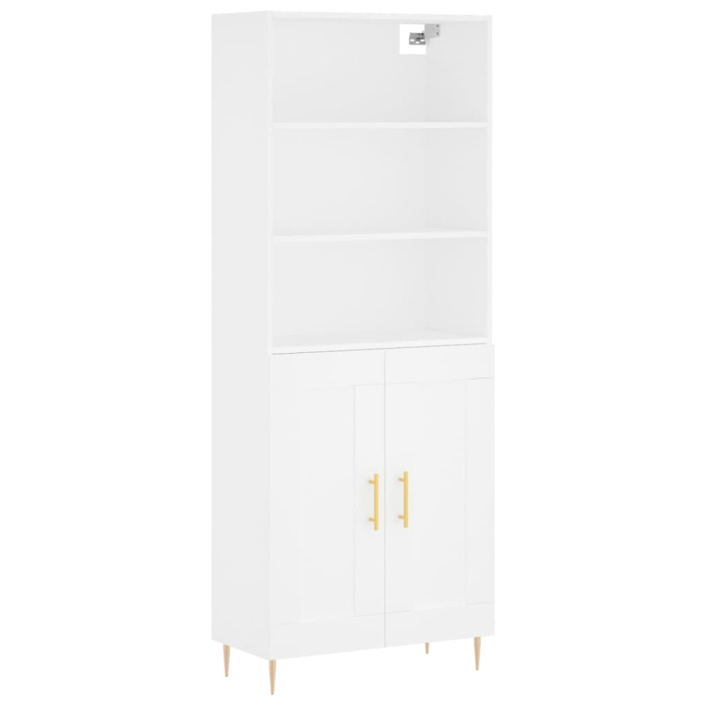 Produktbild för Högskåp vit 69,5x34x180 cm konstruerat trä