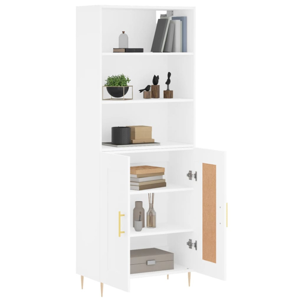Produktbild för Högskåp vit 69,5x34x180 cm konstruerat trä