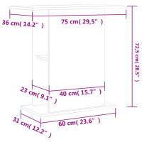 Miniatyr av produktbild för Akvariebänk vit 75x36x72,5 cm konstruerat trä