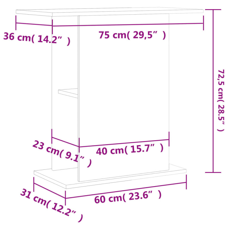 Produktbild för Akvariebänk vit 75x36x72,5 cm konstruerat trä