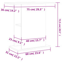 Miniatyr av produktbild för Akvariebänk vit högglans 75x36x72,5 cm konstruerat trä