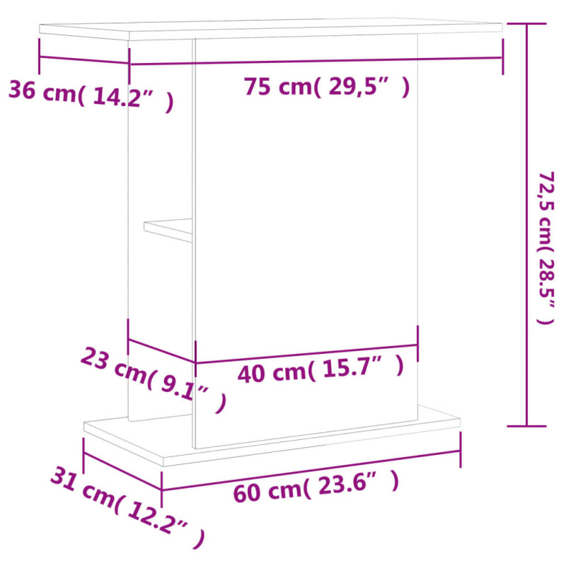 Produktbild för Akvariebänk vit högglans 75x36x72,5 cm konstruerat trä