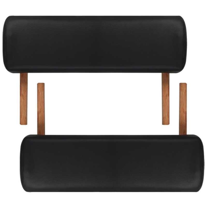 Produktbild för Hopfällbar massagebänk med 2 sektioner träram svart