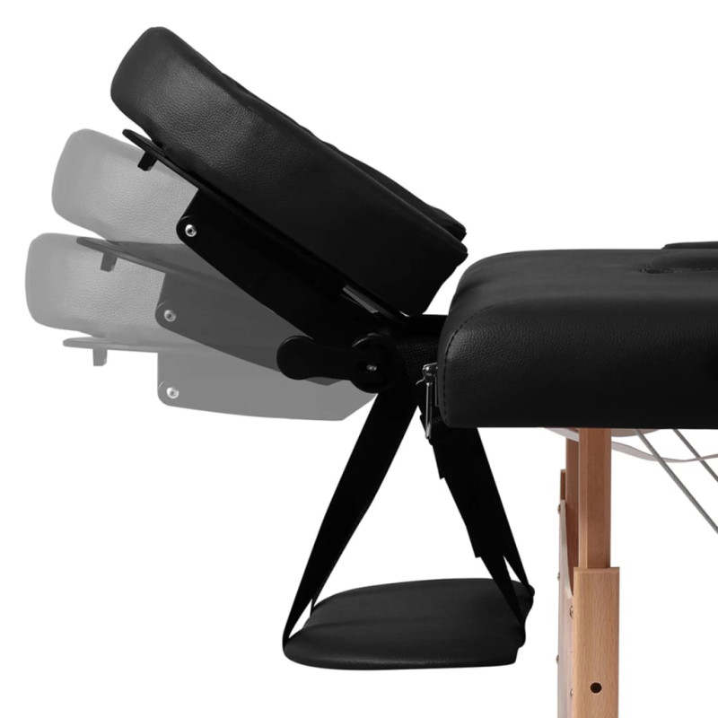 Produktbild för Hopfällbar massagebänk med 2 sektioner träram svart