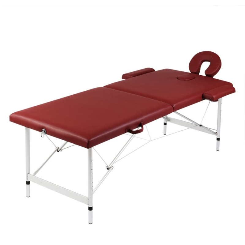 Produktbild för Hopfällbar massagebänk med 2 sektioner aluminium röd