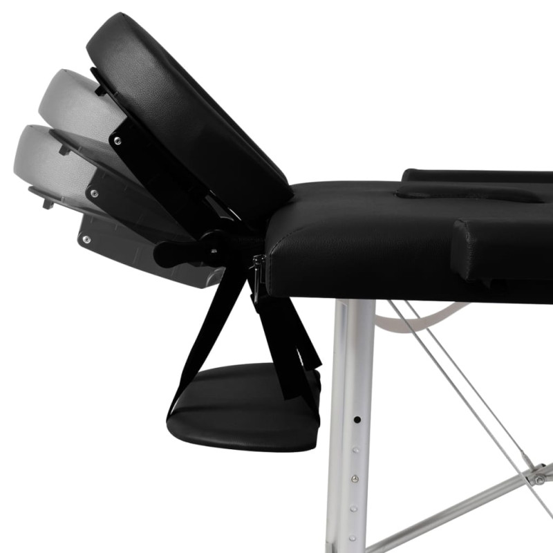 Produktbild för Hopfällbar massagebänk med 2 sektioner aluminium svart