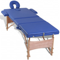 Miniatyr av produktbild för Hopfällbar massagebänk med 3 sektioner träram blå