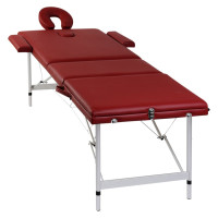 Miniatyr av produktbild för Röd hopfällbar 3-sektions massagebänk med aluminium ram