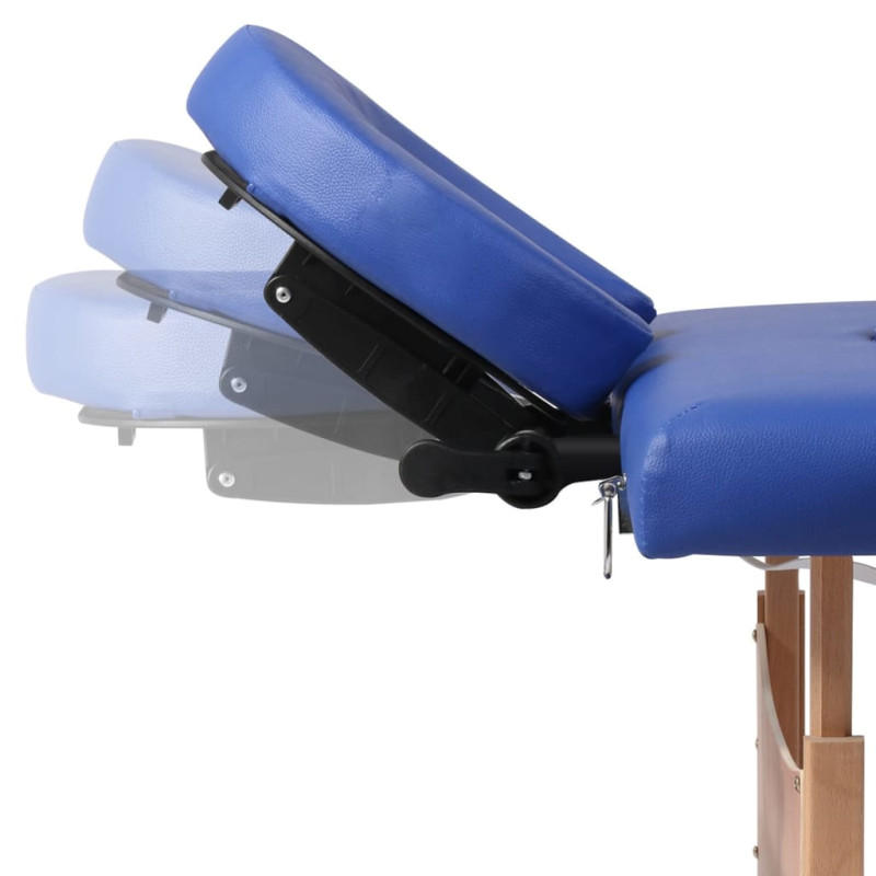 Produktbild för Hopfällbar massagebänk med 4 sektioner träram blå