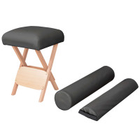 Produktbild för Hopfällbar massagepall 12 cm tjock sits och 2 bolster svart