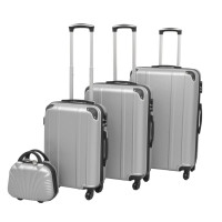Miniatyr av produktbild för Uppsättning hårda resväskor 4 st silver