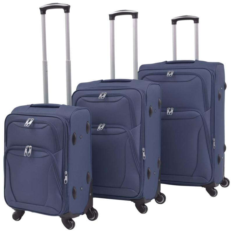 Produktbild för Resväskor 3 st marinblå soft case