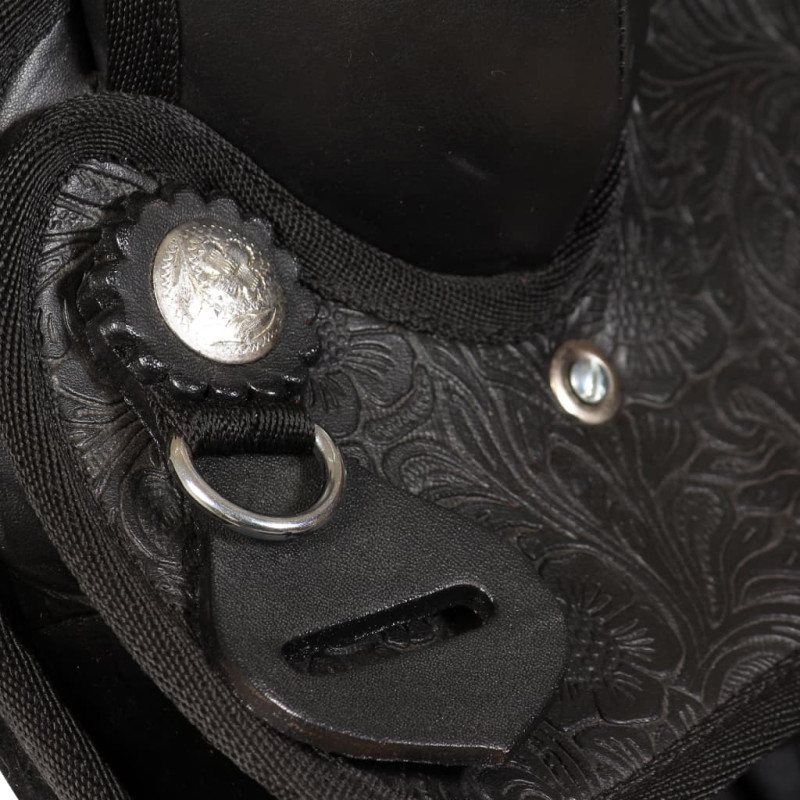 Produktbild för Westernsadel träns&halsband äkta läder 15" svart