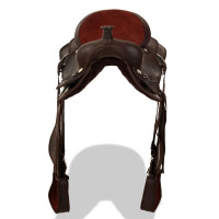 Miniatyr av produktbild för Westernsadel träns&halsband äkta läder 15" brun