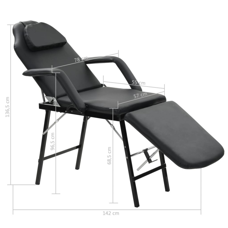 Produktbild för Bärbar behandlingsstol konstläder 185x78x76 cm svart