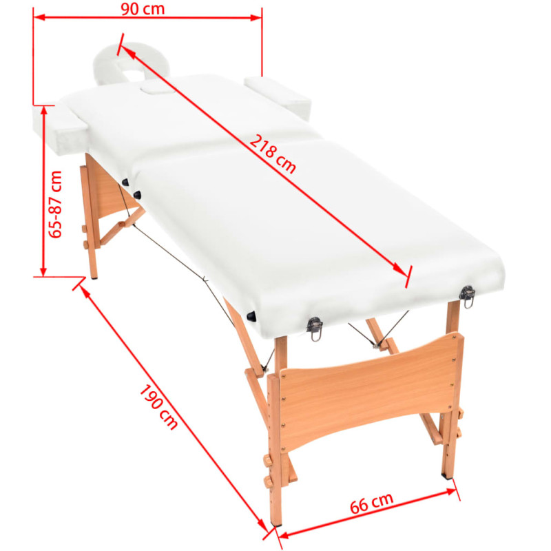 Produktbild för Hopfällbar massagebänk 2 sektioner 10 cm tjock vit