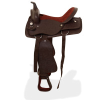 Miniatyr av produktbild för Westernsadel träns&halsband äkta läder 17" brun